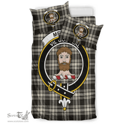 Scottish Menzies Black & White Ancient Clan Tartan Bedding Set - Crest Classic Scottish Plaid Tartan Plaid