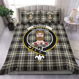 Scottish Menzies Black & White Ancient Clan Tartan Bedding Set - Crest Classic Scottish Plaid Tartan Plaid
