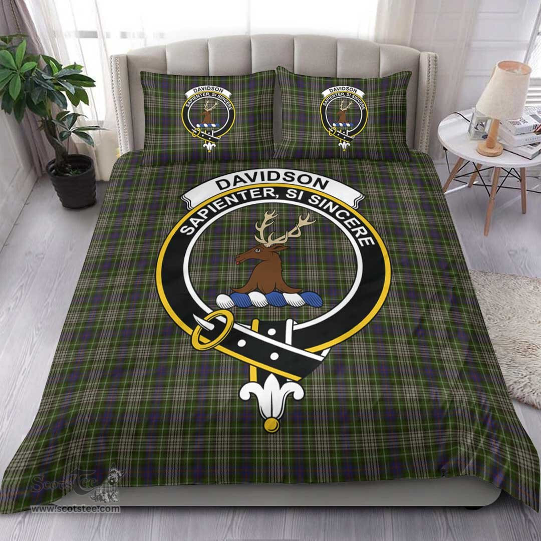 Scottish Davidson Tulloch Dress Clan Tartan Bedding Set - Crest Classic Scottish Plaid Tartan Plaid