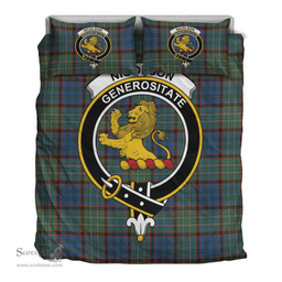 Scottish Nicolson Hunting Ancient Clan Tartan Bedding Set - Crest Classic Scottish Plaid Tartan Plaid