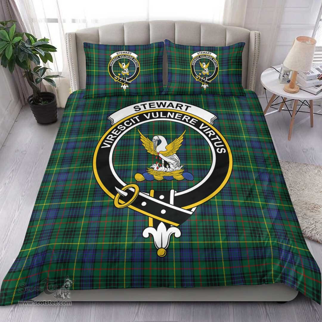 Scottish Stewart Hunting Modern Clan Tartan Bedding Set - Crest Classic Scottish Plaid Tartan Plaid