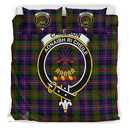 Scottish Cameron of Erracht Modern Clan Tartan Bedding Set - Crest Classic Scottish Plaid Tartan Plaid