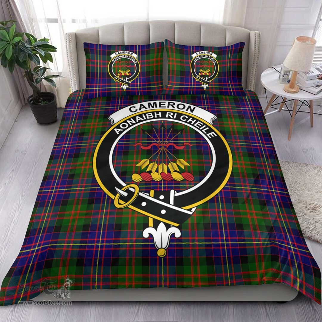 Scottish Cameron of Erracht Modern Clan Tartan Bedding Set - Crest Classic Scottish Plaid Tartan Plaid