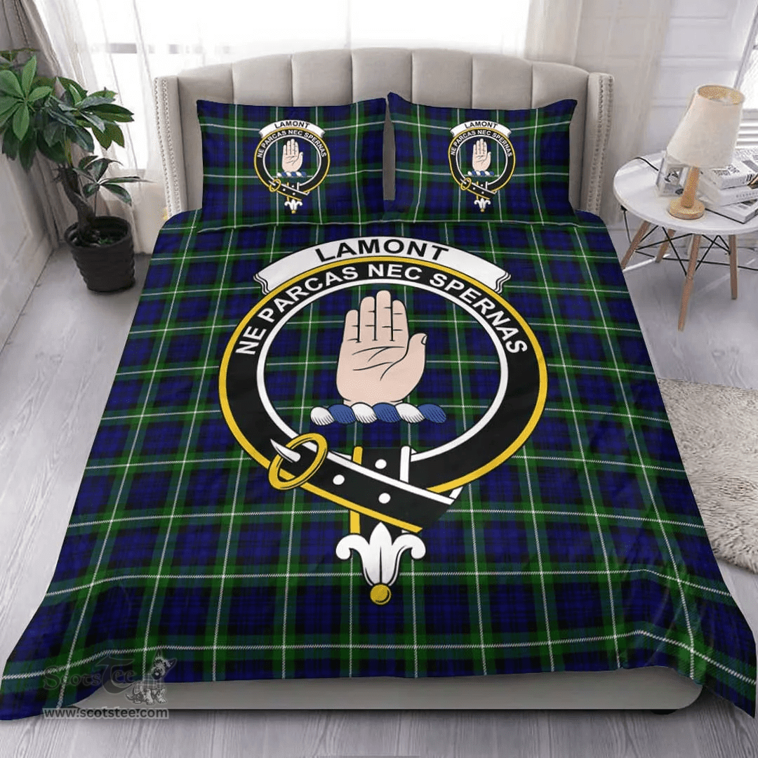 Scottish Lamont Modern Clan Tartan Bedding Set - Crest Classic Scottish Plaid Tartan Plaid