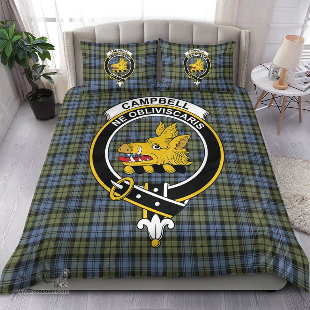 Scottish Campbell Faded Clan Tartan Bedding Set - Crest Classic Scottish Plaid Tartan Plaid