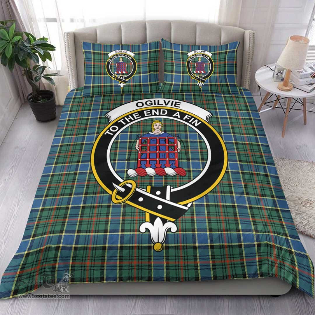 Scottish Ogilvie Hunting Modern Clan Tartan Bedding Set - Crest Classic Scottish Plaid Tartan Plaid