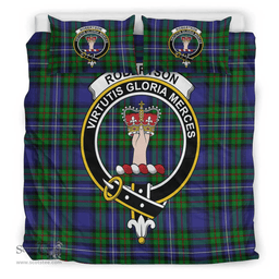 Scottish Robertson Hunting Modern Clan Tartan Bedding Set - Crest Classic Scottish Plaid Tartan Plaid