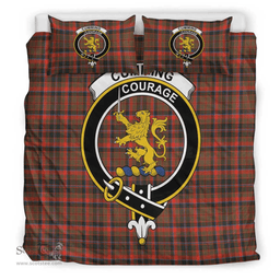 Scottish Cumming Hunting Weathered Clan Tartan Bedding Set - Crest Classic Scottish Plaid Tartan Plaid