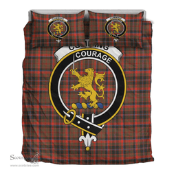 Scottish Cumming Hunting Weathered Clan Tartan Bedding Set - Crest Classic Scottish Plaid Tartan Plaid