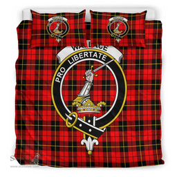 Scottish Wallace Hunting Red Clan Tartan Bedding Set - Crest Classic Scottish Plaid Tartan Plaid