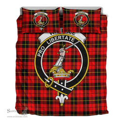 Scottish Wallace Hunting Red Clan Tartan Bedding Set - Crest Classic Scottish Plaid Tartan Plaid