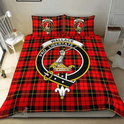 Scottish Wallace Hunting Red Clan Tartan Bedding Set - Crest Classic Scottish Plaid Tartan Plaid