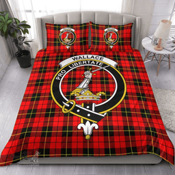 Scottish Wallace Hunting Red Clan Tartan Bedding Set - Crest Classic Scottish Plaid Tartan Plaid