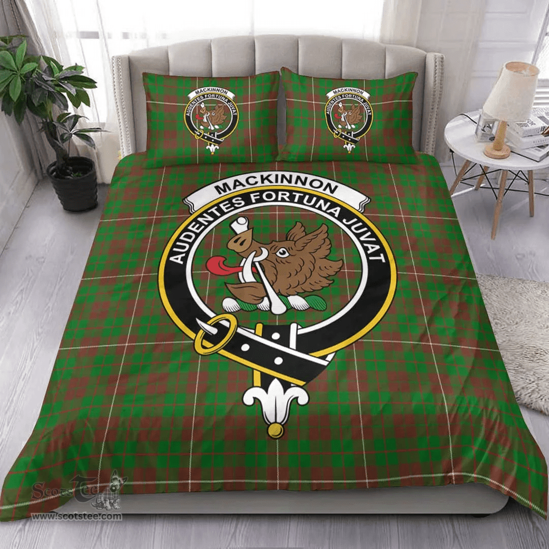 Scottish MacKinnon Hunting Modern Clan Tartan Bedding Set - Crest Classic Scottish Plaid Tartan Plaid