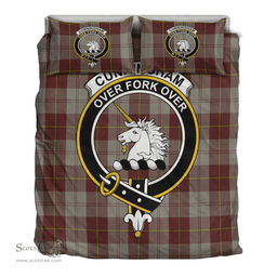 Scottish Cunningham Burgundy Dancers Clan Tartan Bedding Set - Crest Classic Scottish Plaid Tartan Plaid