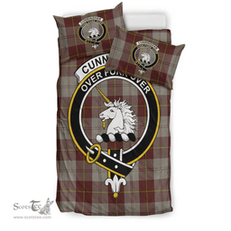 Scottish Cunningham Burgundy Dancers Clan Tartan Bedding Set - Crest Classic Scottish Plaid Tartan Plaid