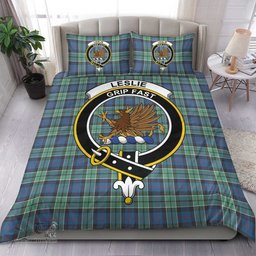 Scottish Leslie Hunting Clan Tartan Bedding Set - Crest Classic Scottish Plaid Tartan Plaid