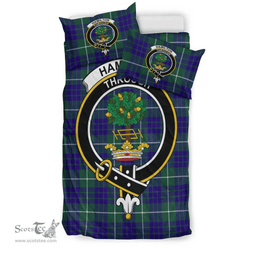 Scottish Hamilton Hunting Modern Clan Tartan Bedding Set - Crest Classic Scottish Plaid Tartan Plaid
