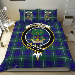 Scottish Hamilton Hunting Modern Clan Tartan Bedding Set - Crest Classic Scottish Plaid Tartan Plaid