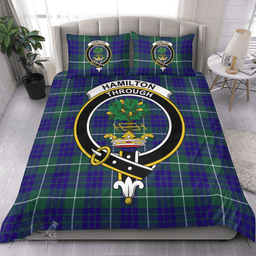 Scottish Hamilton Hunting Modern Clan Tartan Bedding Set - Crest Classic Scottish Plaid Tartan Plaid