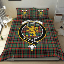 Scottish Cumming Hunting Ancient Clan Tartan Bedding Set - Crest Classic Scottish Plaid Tartan Plaid