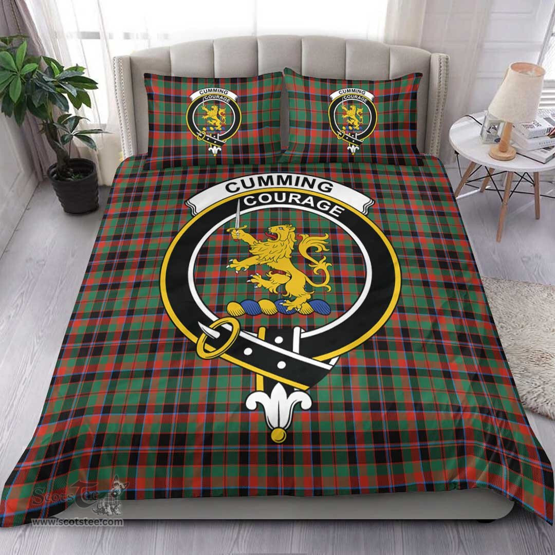 Scottish Cumming Hunting Ancient Clan Tartan Bedding Set - Crest Classic Scottish Plaid Tartan Plaid