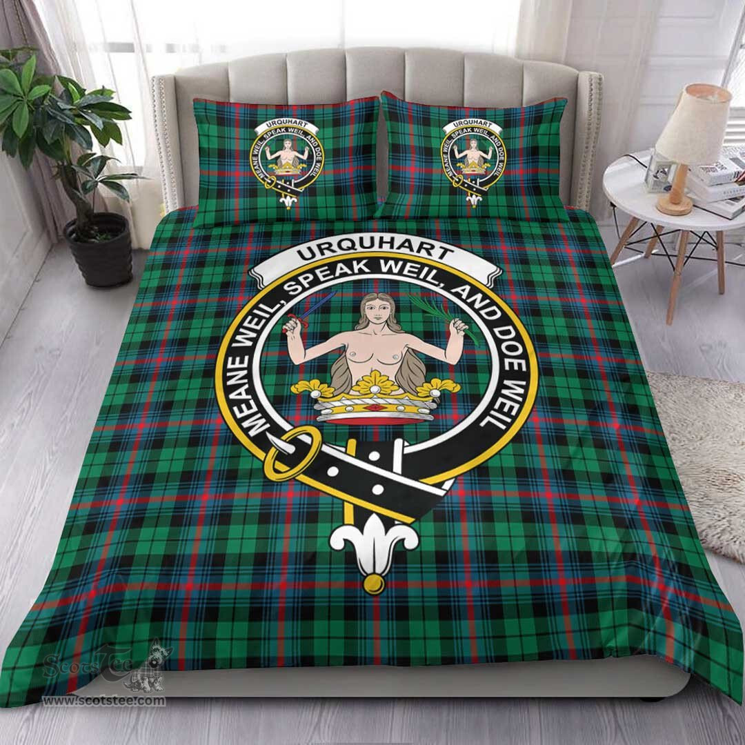 Scottish Urquhart Broad Red Ancient Clan Tartan Bedding Set - Crest Classic Scottish Plaid Tartan Plaid