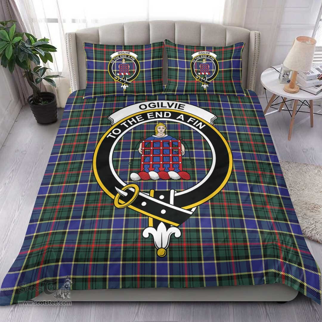 Scottish Ogilvie of Airlie Ancient Clan Tartan Bedding Set - Crest Classic Scottish Plaid Tartan Plaid