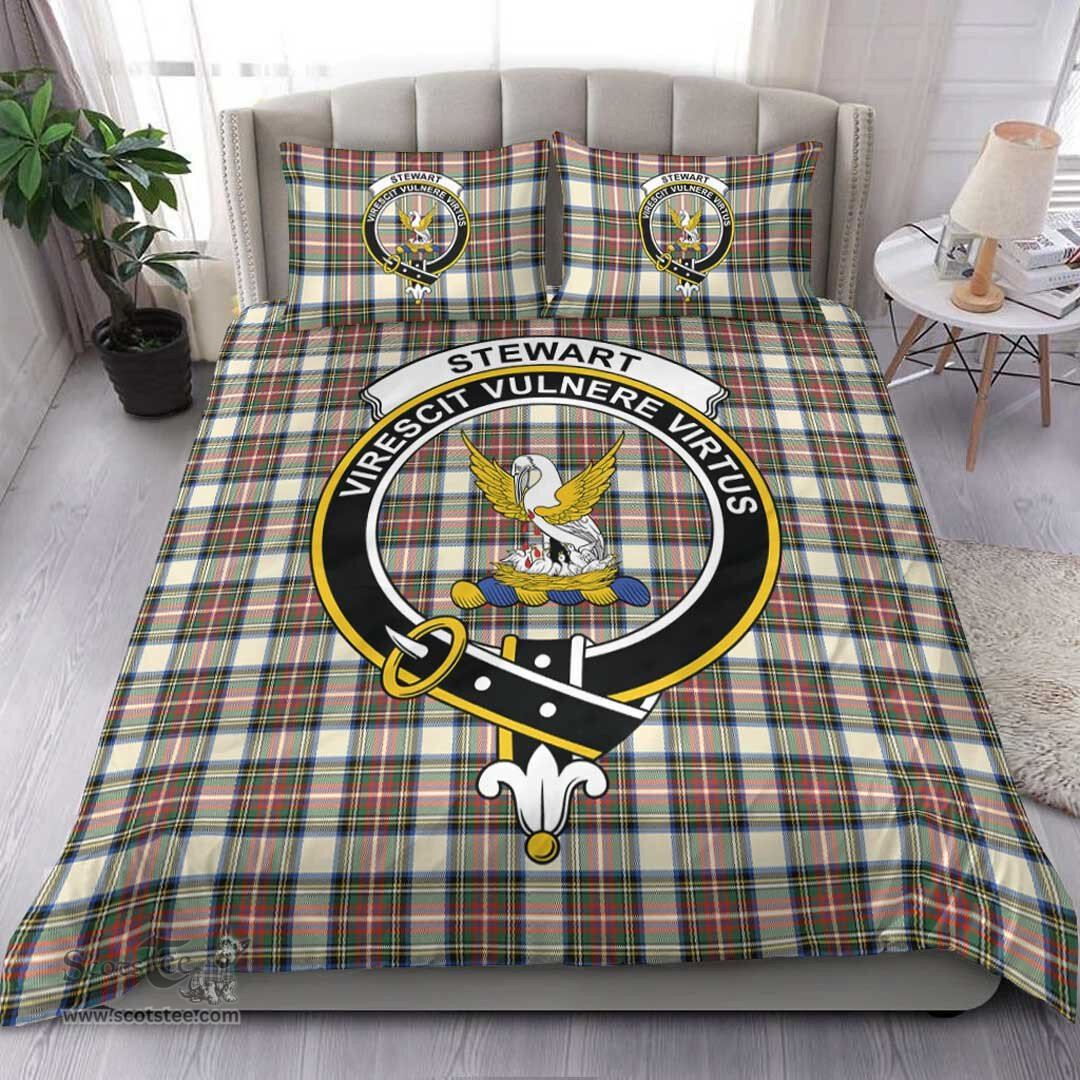 Scottish Stewart Dress Ancient Clan Tartan Bedding Set - Crest Classic Scottish Plaid Tartan Plaid