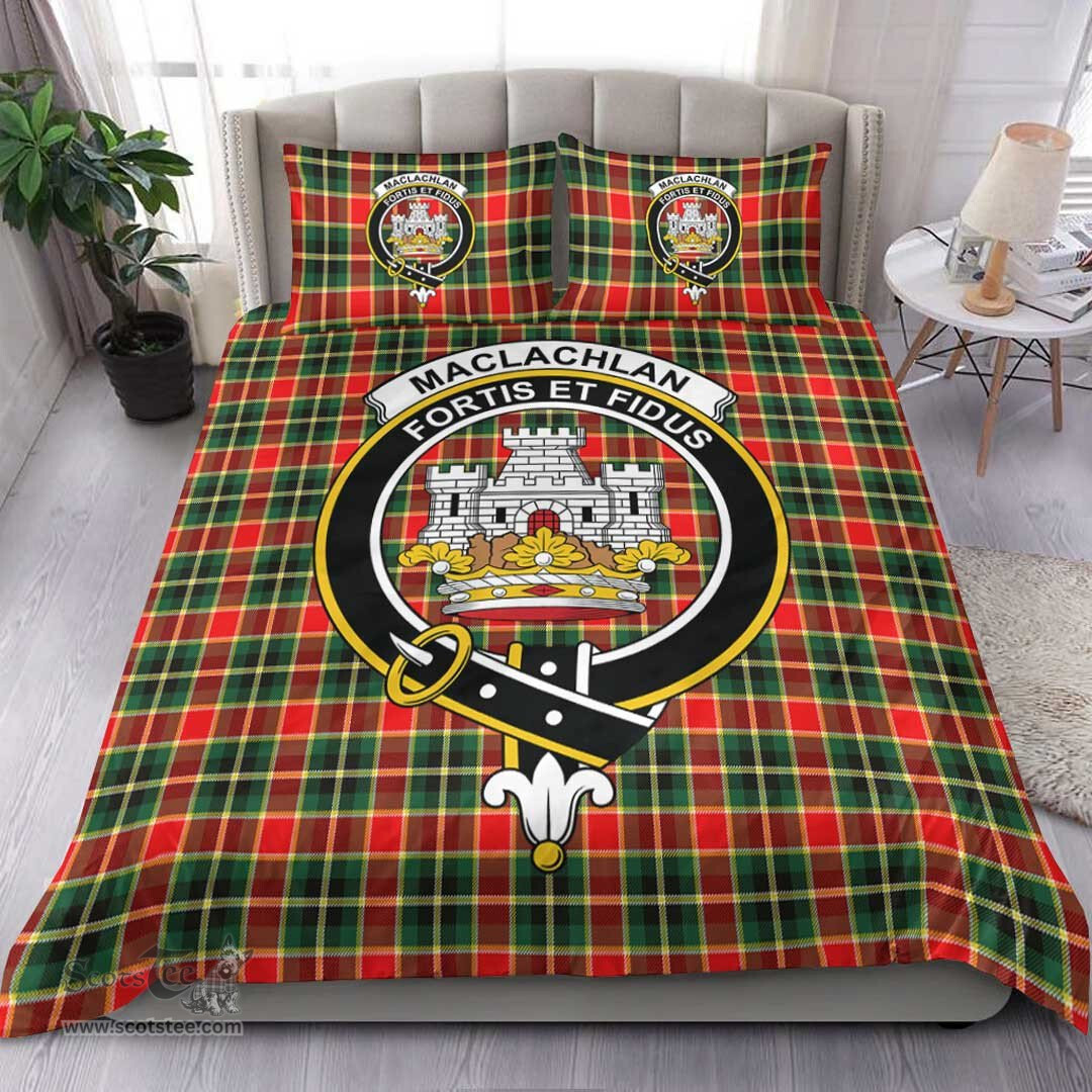 Scottish MacLachlan Hunting Modern Clan Tartan Bedding Set - Crest Classic Scottish Plaid Tartan Plaid