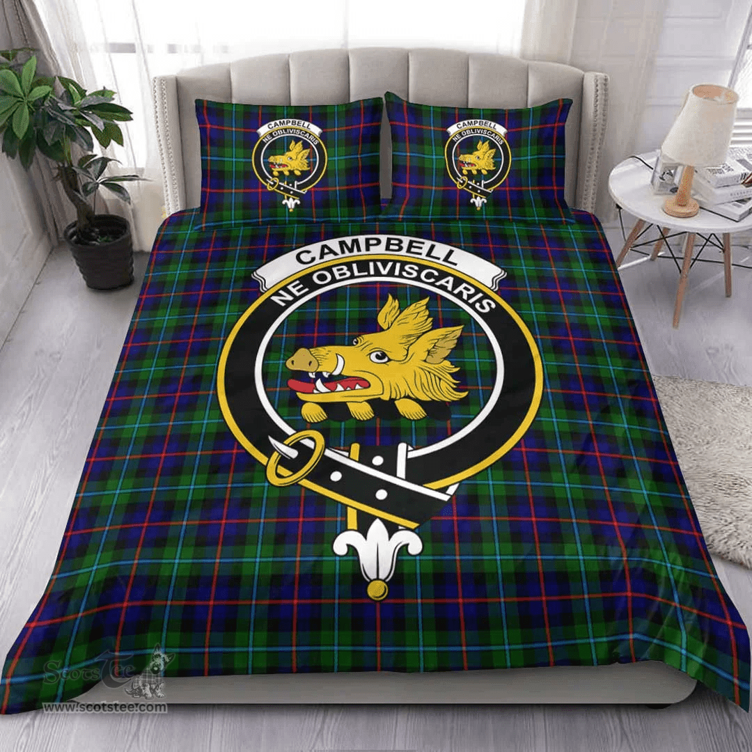 Scottish Campbell of Cawdor Modern Clan Tartan Bedding Set - Crest Classic Scottish Plaid Tartan Plaid
