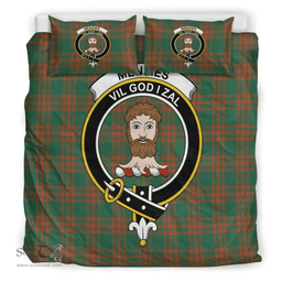 Scottish Menzies Green Ancient Clan Tartan Bedding Set - Crest Classic Scottish Plaid Tartan Plaid
