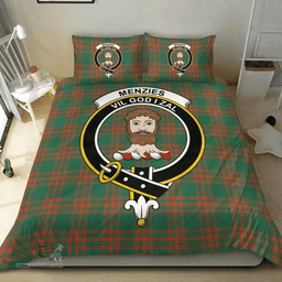 Scottish Menzies Green Ancient Clan Tartan Bedding Set - Crest Classic Scottish Plaid Tartan Plaid
