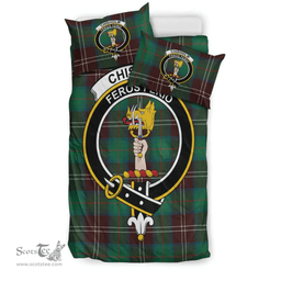 Scottish Chisholm Hunting Ancient Clan Tartan Bedding Set - Crest Classic Scottish Plaid Tartan Plaid