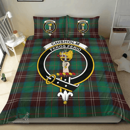 Scottish Chisholm Hunting Ancient Clan Tartan Bedding Set - Crest Classic Scottish Plaid Tartan Plaid