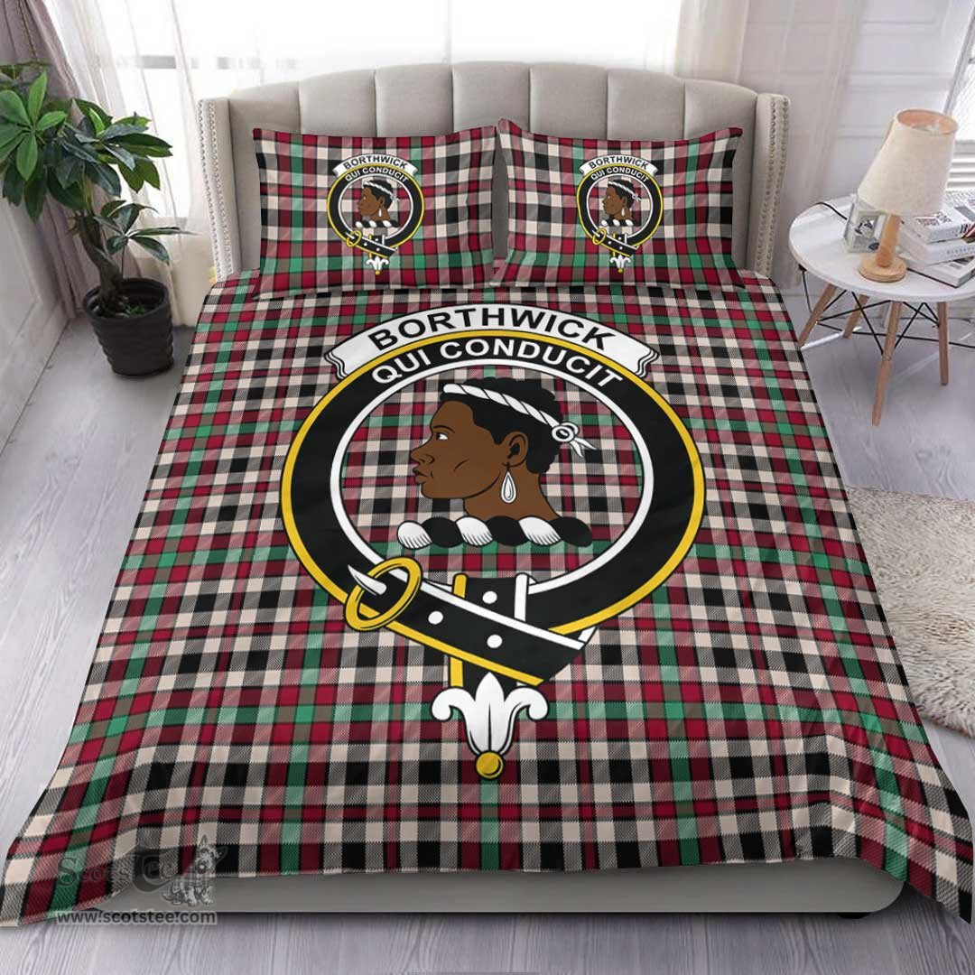 Scottish Borthwick Dress Ancient Clan Tartan Bedding Set - Crest Classic Scottish Plaid Tartan Plaid