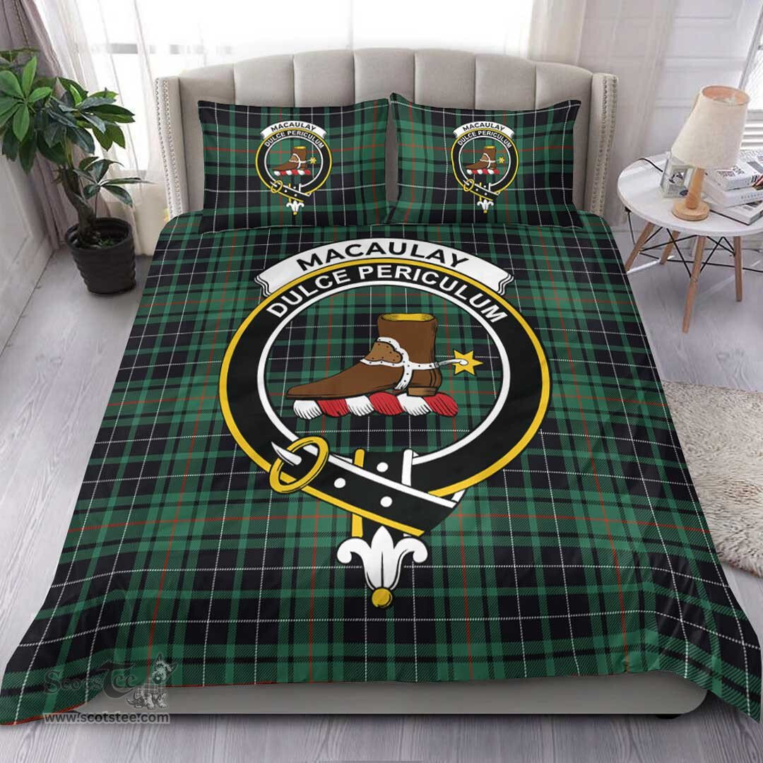 Scottish MacAulay Hunting Ancient Clan Tartan Bedding Set - Crest Classic Scottish Plaid Tartan Plaid