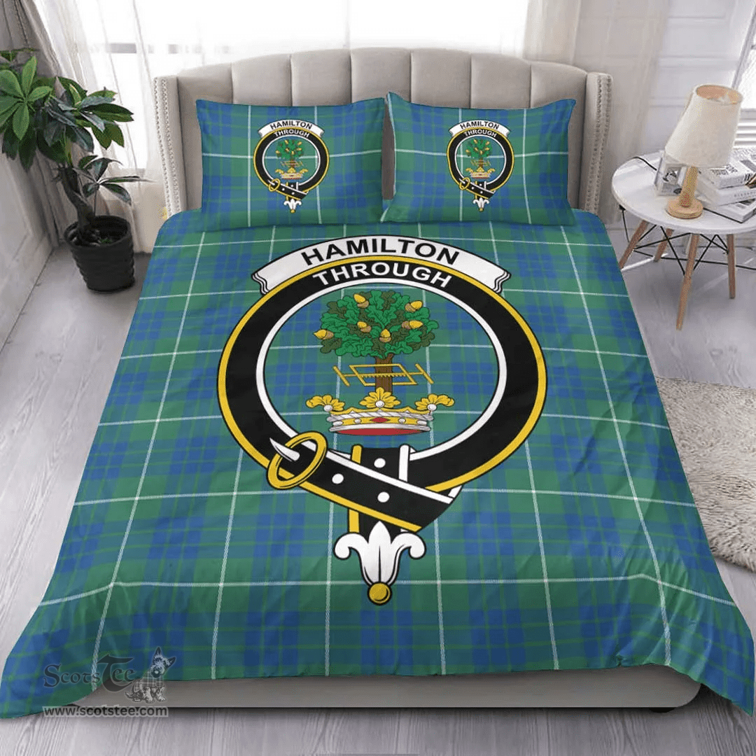 Scottish Hamilton Hunting Ancient Clan Tartan Bedding Set - Crest Classic Scottish Plaid Tartan Plaid
