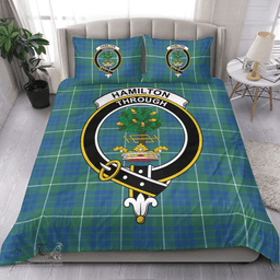 Scottish Hamilton Hunting Ancient Clan Tartan Bedding Set - Crest Classic Scottish Plaid Tartan Plaid