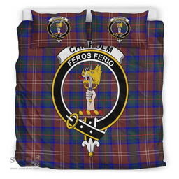 Scottish Chisholm Hunting Modern Clan Tartan Bedding Set - Crest Classic Scottish Plaid Tartan Plaid