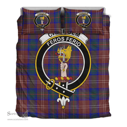 Scottish Chisholm Hunting Modern Clan Tartan Bedding Set - Crest Classic Scottish Plaid Tartan Plaid