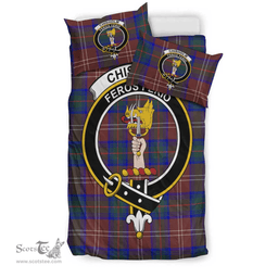 Scottish Chisholm Hunting Modern Clan Tartan Bedding Set - Crest Classic Scottish Plaid Tartan Plaid