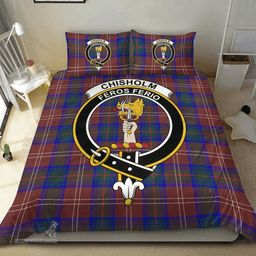 Scottish Chisholm Hunting Modern Clan Tartan Bedding Set - Crest Classic Scottish Plaid Tartan Plaid