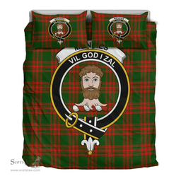 Scottish Menzies Green Modern Clan Tartan Bedding Set - Crest Classic Scottish Plaid Tartan Plaid