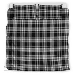 Scottish Menzies Black & White Modern Clan Tartan Bedding Set - Classic Scottish Plaid Tartan Plaid