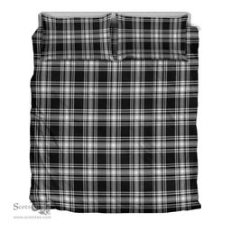 Scottish Menzies Black & White Modern Clan Tartan Bedding Set - Classic Scottish Plaid Tartan Plaid
