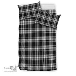 Scottish Menzies Black & White Modern Clan Tartan Bedding Set - Classic Scottish Plaid Tartan Plaid
