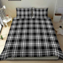Scottish Menzies Black & White Modern Clan Tartan Bedding Set - Classic Scottish Plaid Tartan Plaid