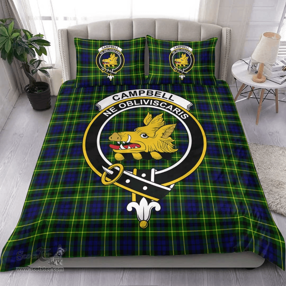 Scottish Campbell of Breadalbane Modern Clan Tartan Bedding Set - Crest Classic Scottish Plaid Tartan Plaid