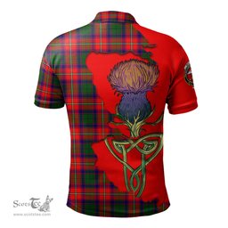 Scottish Belshes Clan Tartan with Thistle and Scotland Map Tartan Plaid Polo Shirt Scottish Plaid Tartan Plaid - ScotsTee - scotstee.com